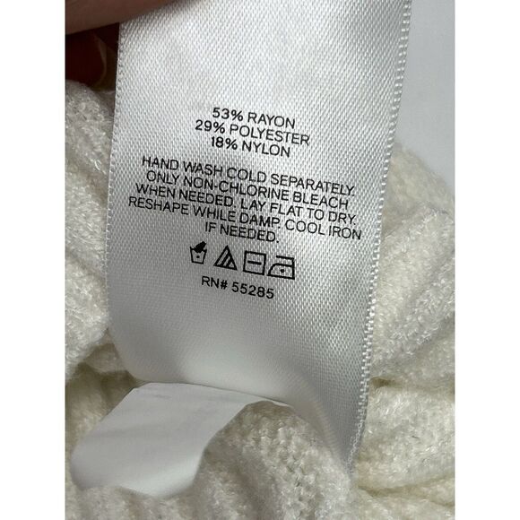 EXPRESS Ribbed Turtleneck Long Sleeve Knit Shirt Women's Small Beige - Picture 8 of 10